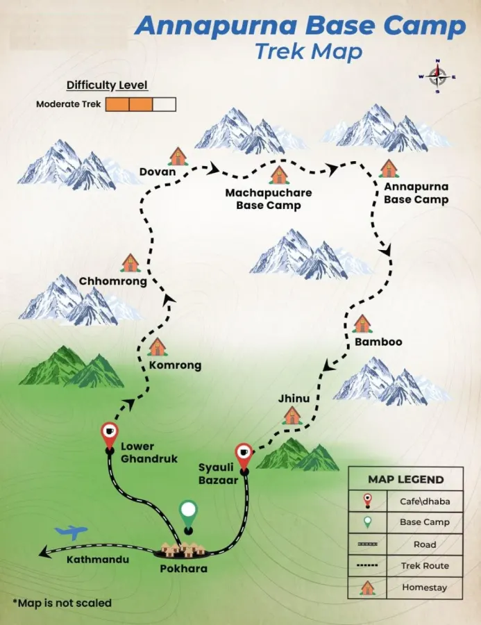 Annapurna Base Camp Trek carte d'itinéraire